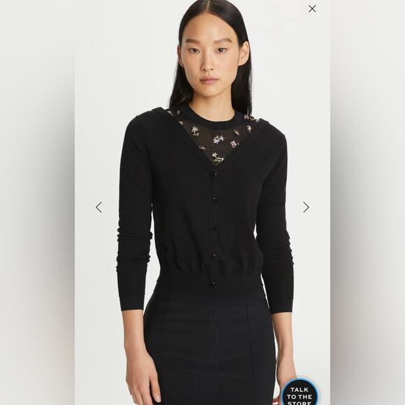 NWT Tory Burch Embellished Merino Dickie Sweater M